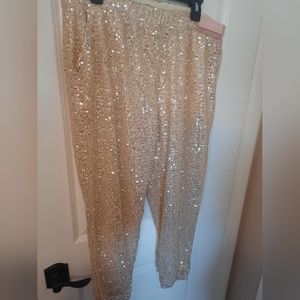 Sequin sparkle elastic waist pants